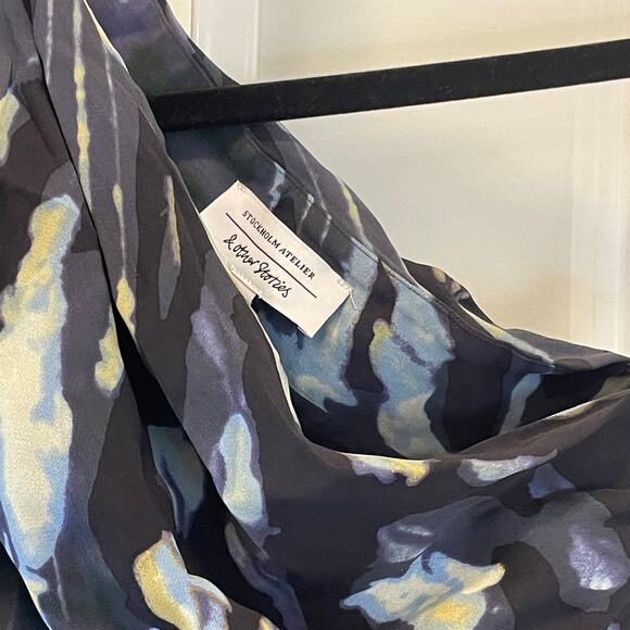 & Other Stories One Shoulder Tie Dye Dress - Women Size 6 - Blue - Picture 4 of 6